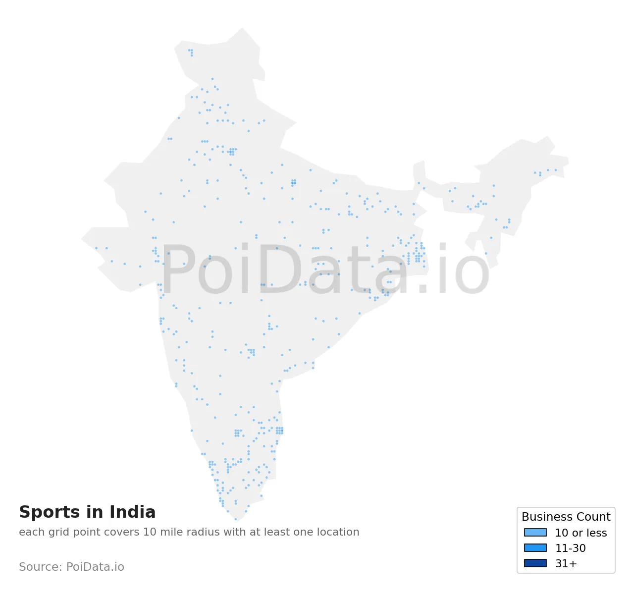 Sports density map for India