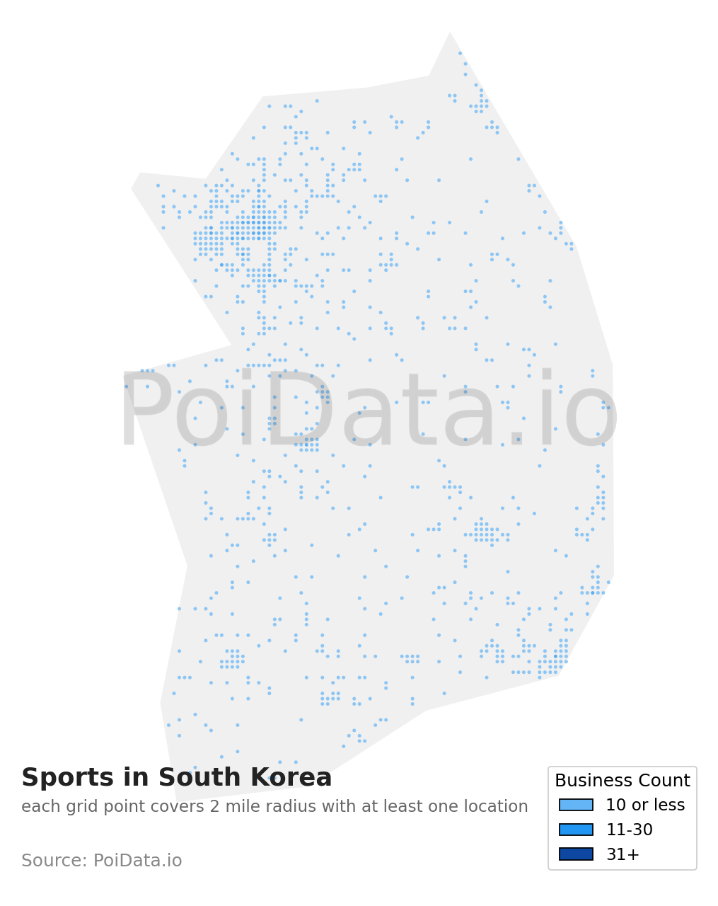 Sports density map for South Korea