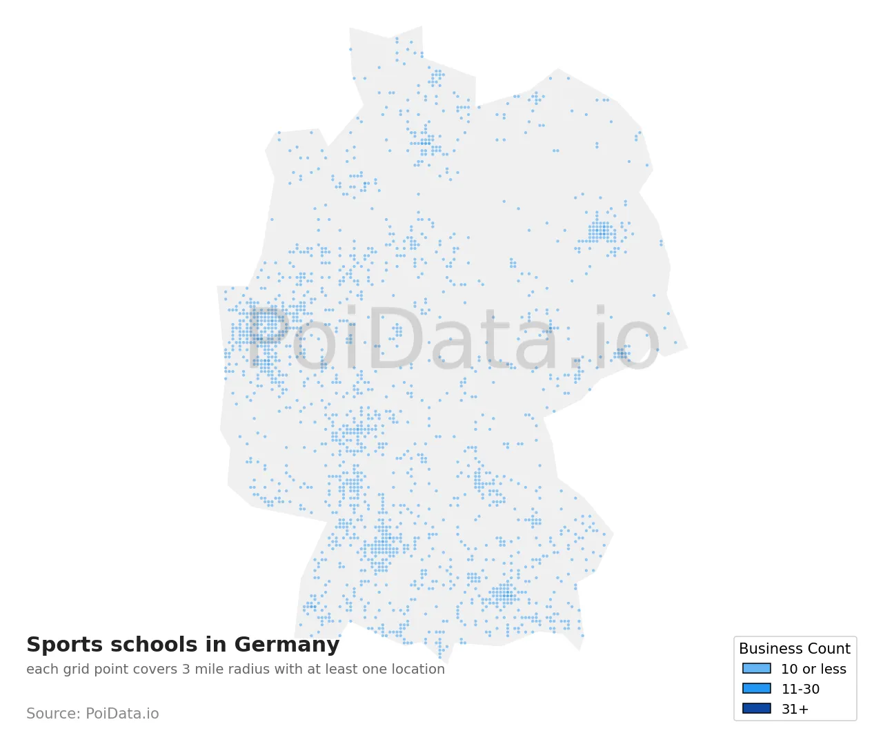 Sports school density map for Germany