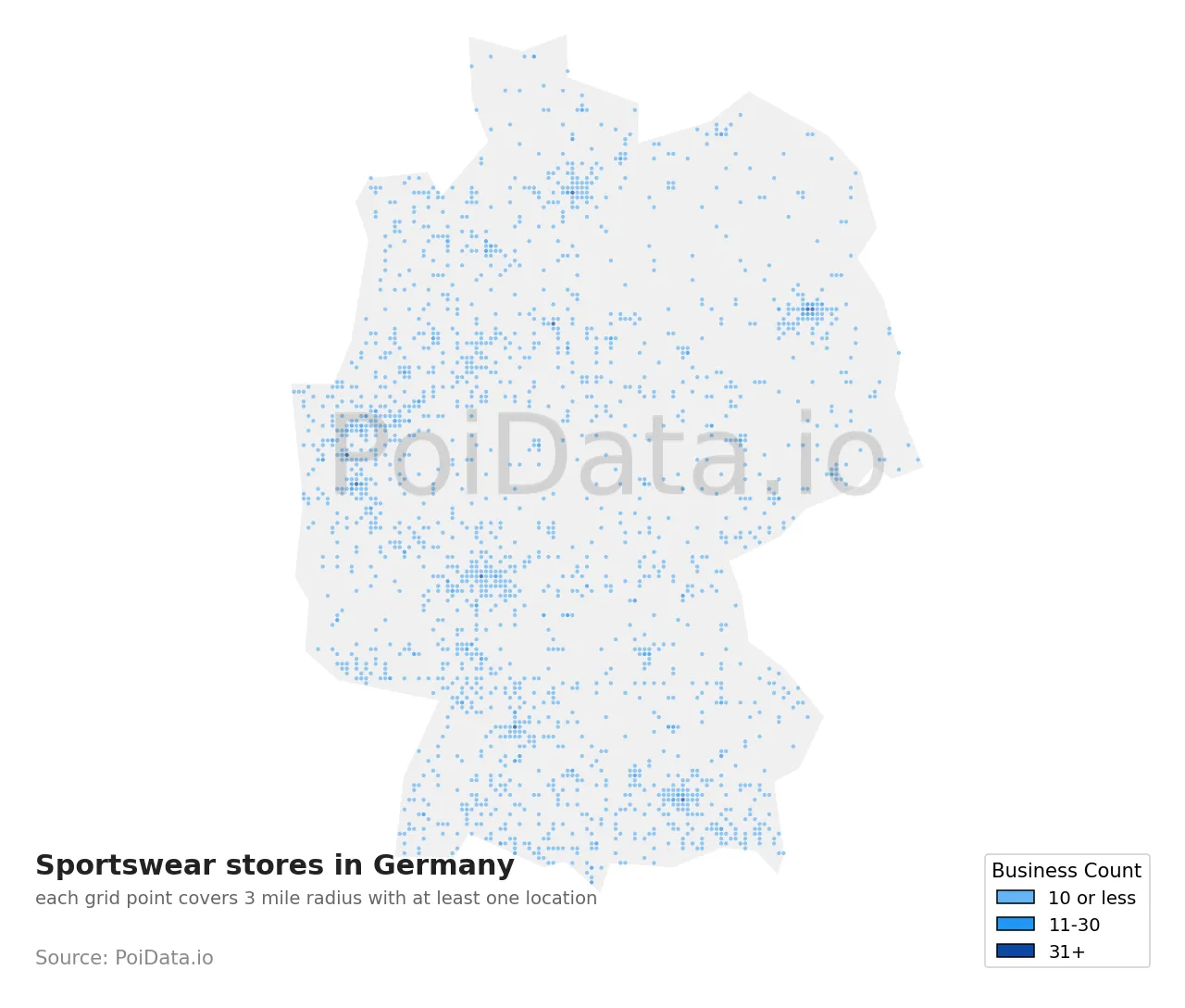 Sportswear store density map for Germany