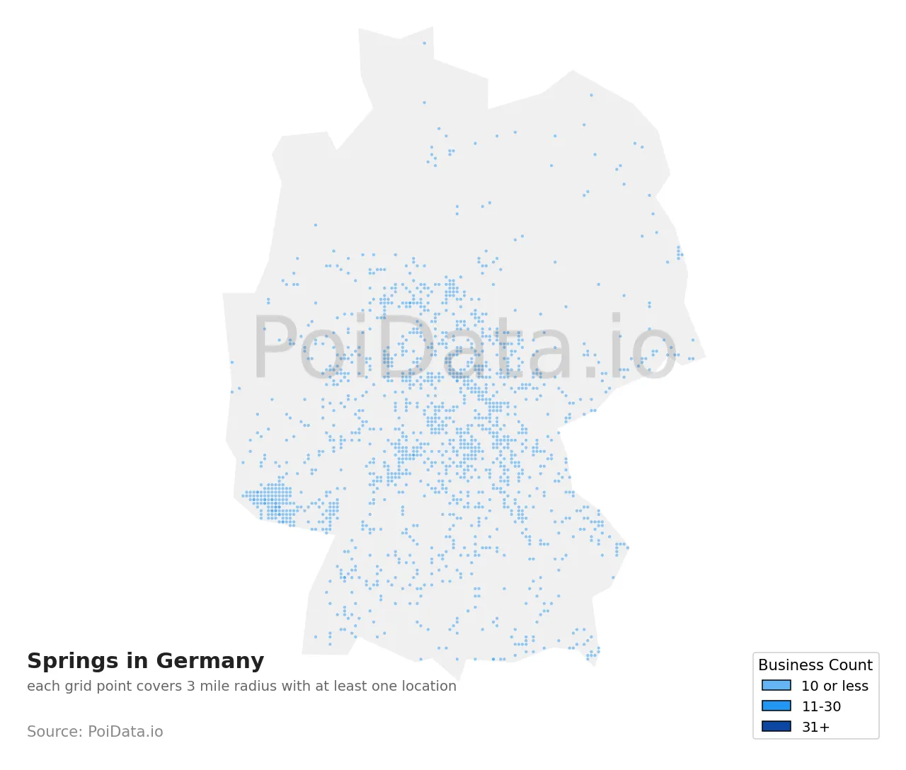 Spring density map for Germany