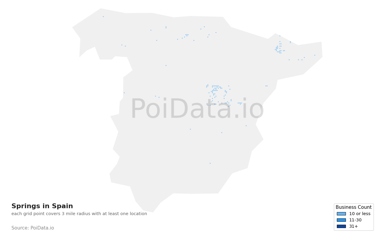 Spring density map for Spain