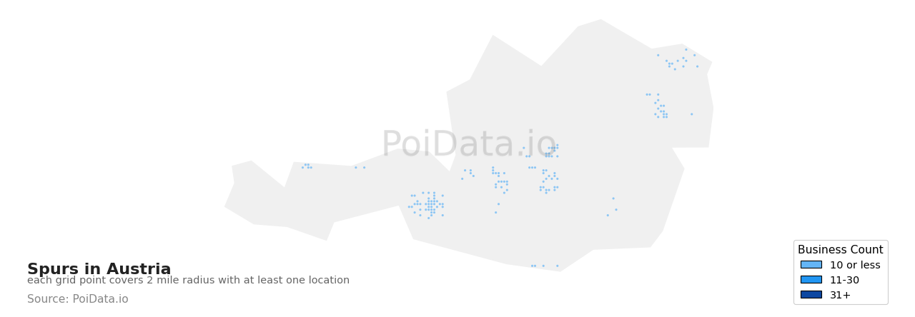 Spur density map for Austria