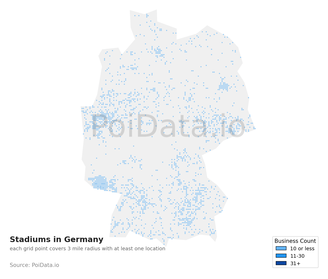 Stadium density map for Germany