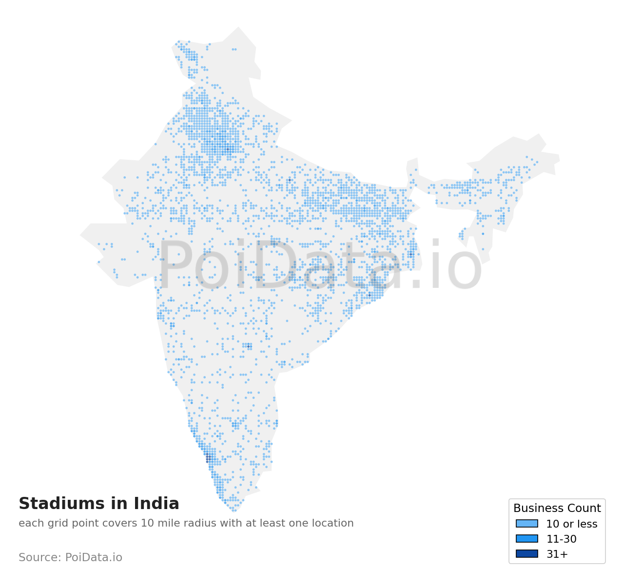 Stadium density map for India