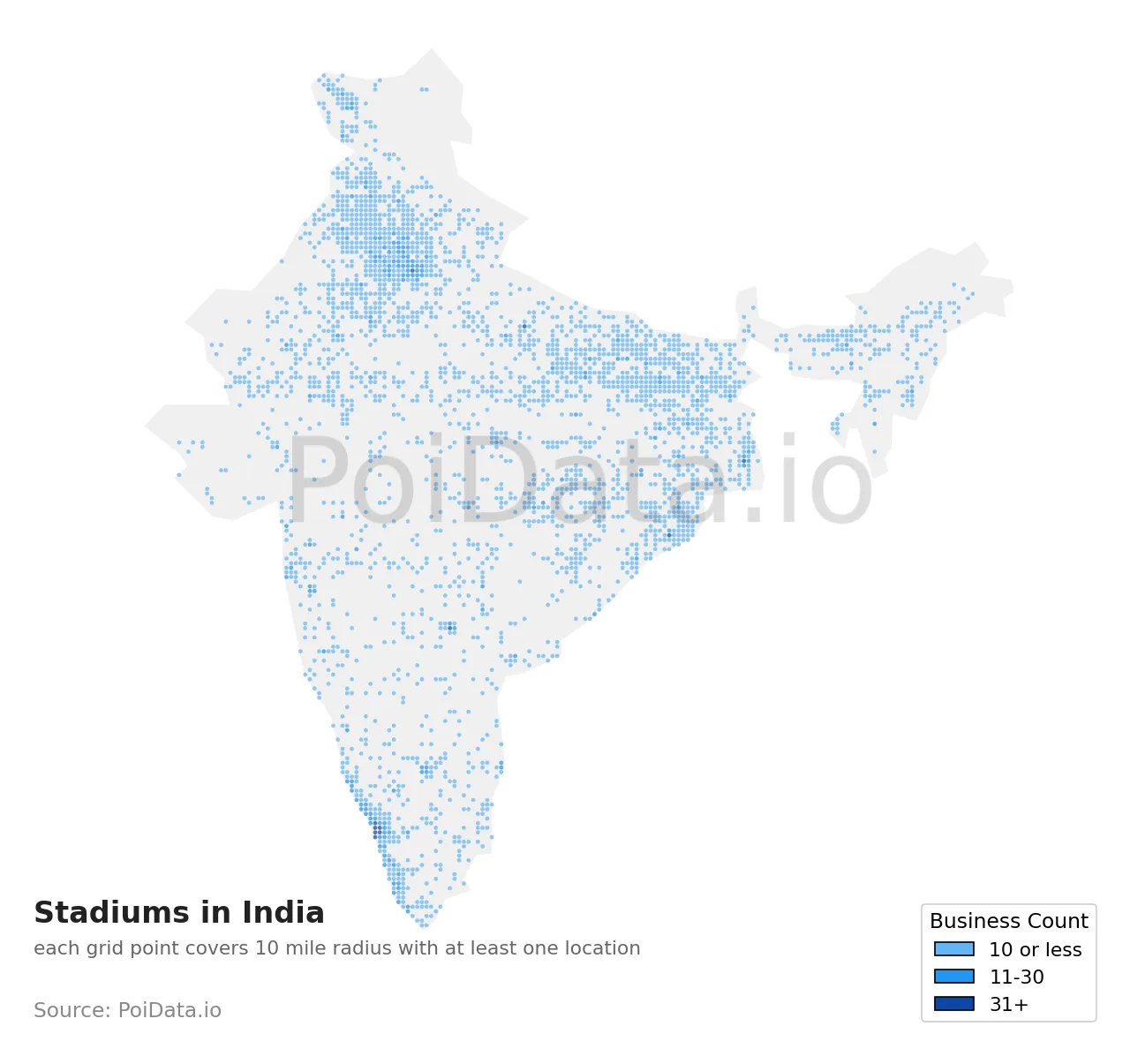 Stadium density map for India