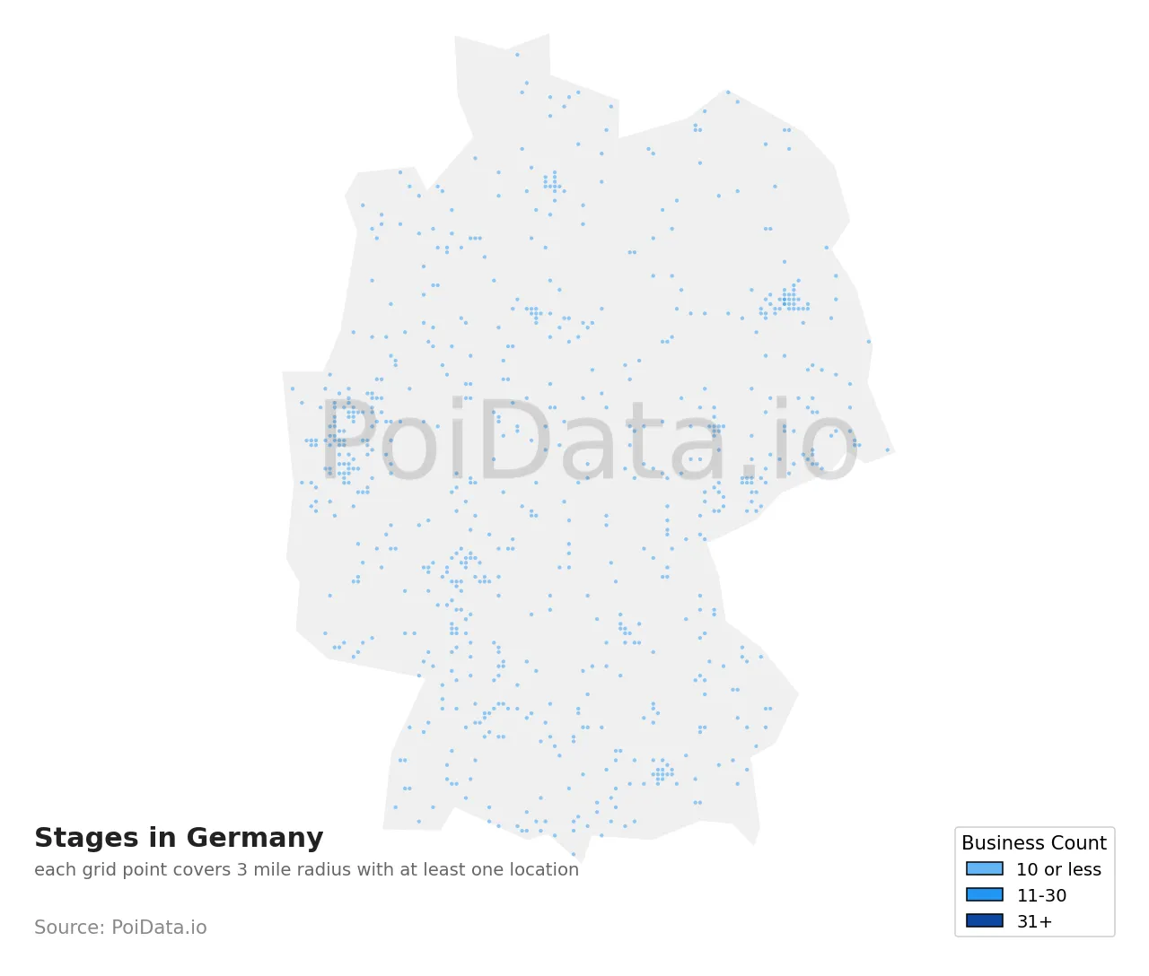 Stage density map for Germany