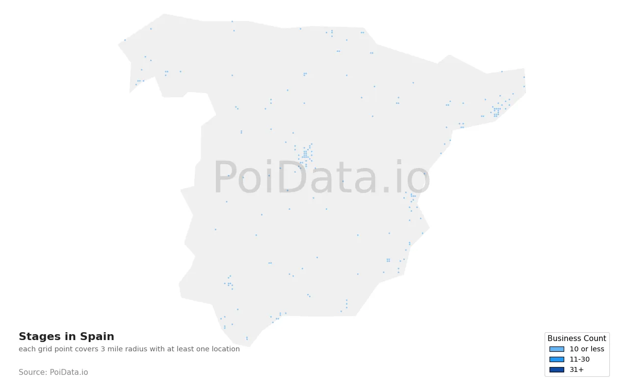 Stage density map for Spain