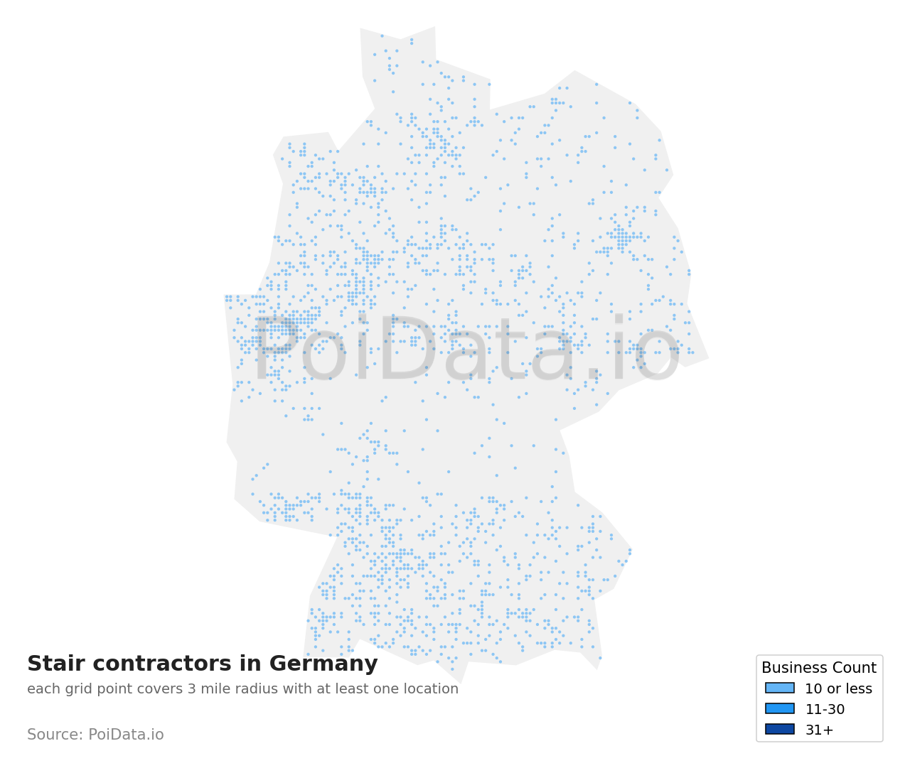 Stair contractor density map for Germany