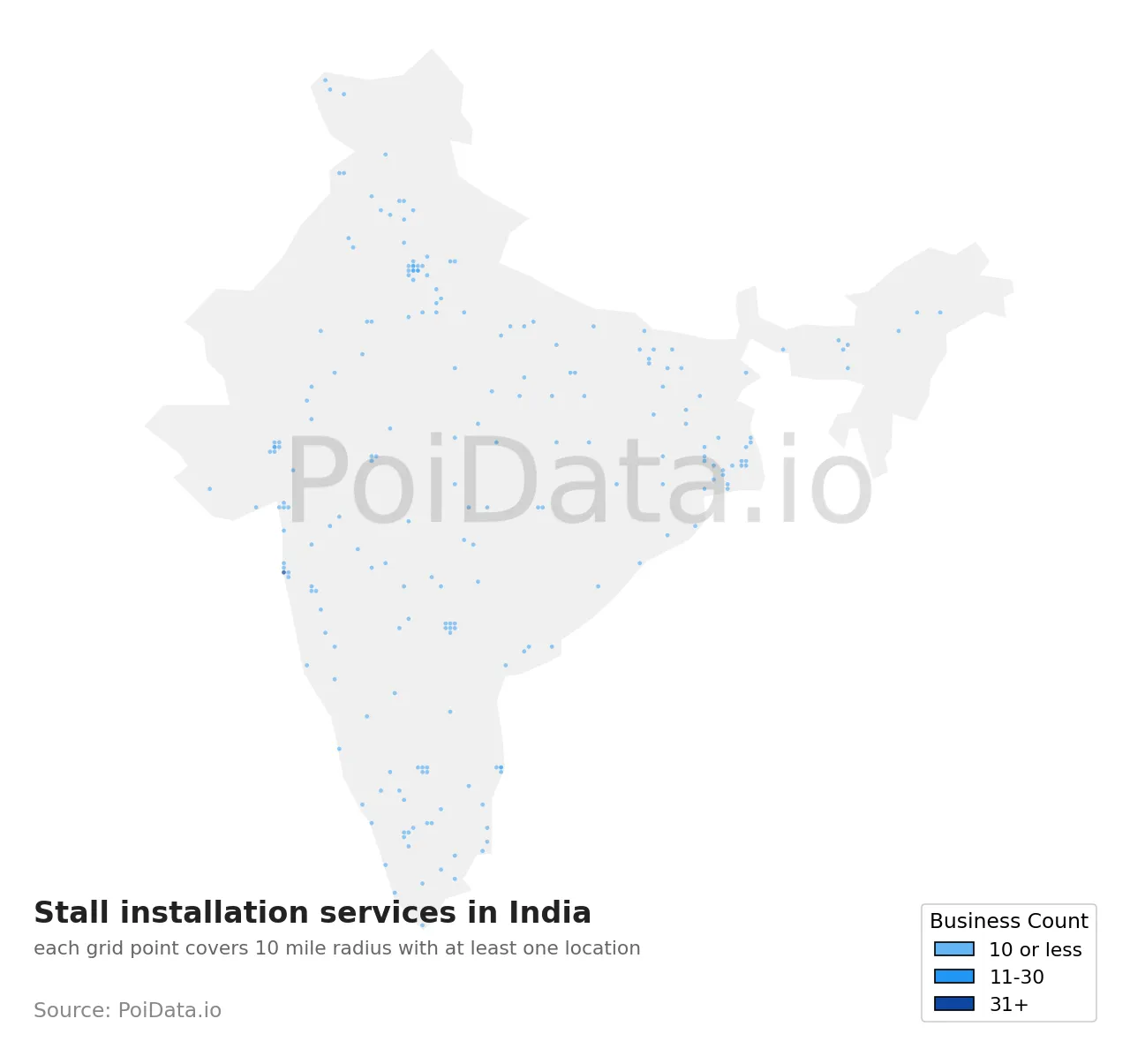 Stall installation service density map for India