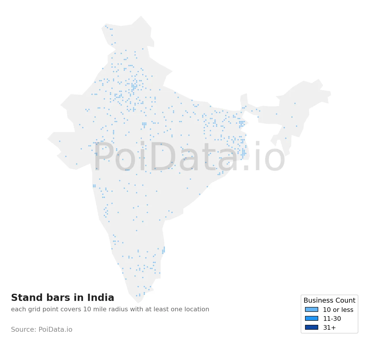 Stand bar density map for India