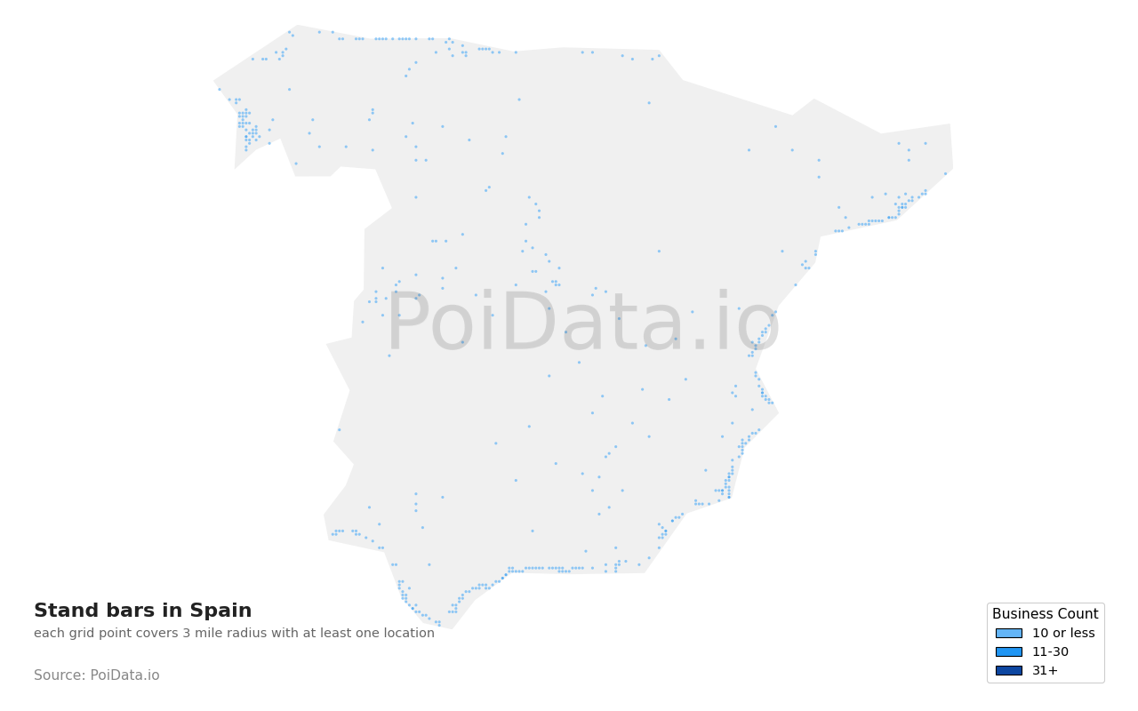 Stand bar density map for Spain