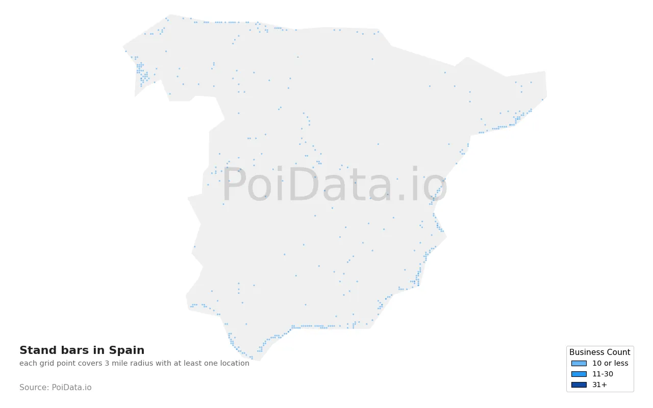 Stand bar density map for Spain