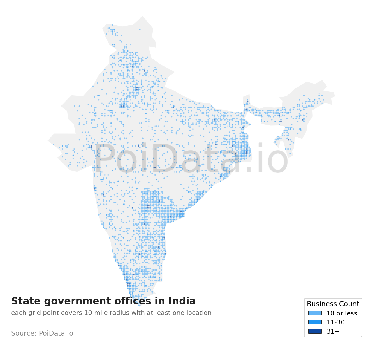 State government office density map for India