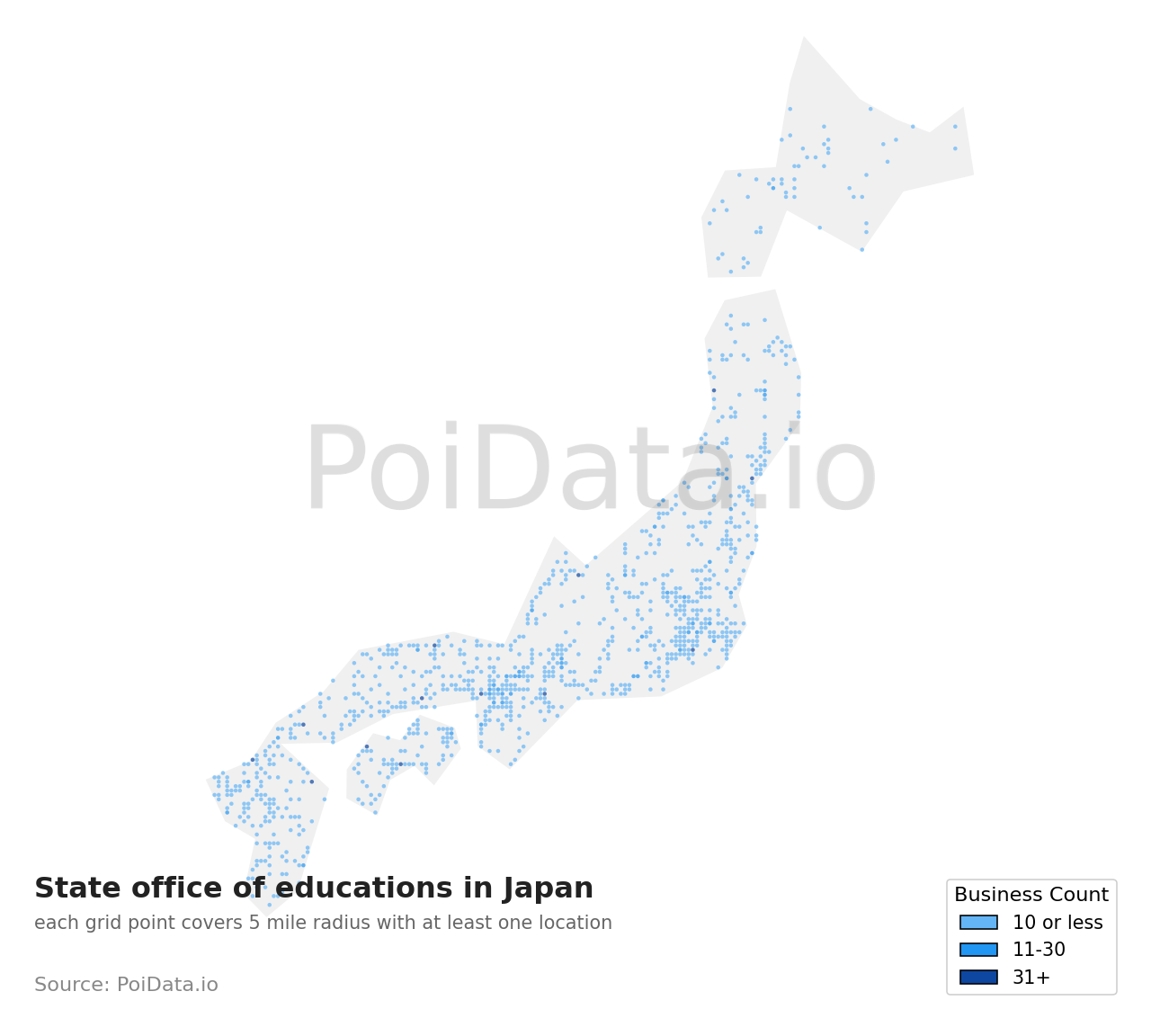 State office of education density map for Osaka, Japan