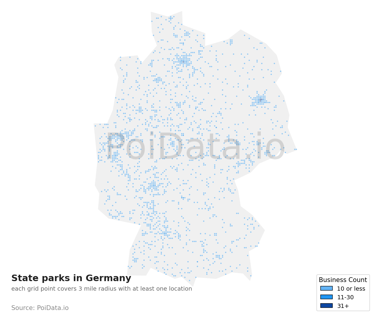 State park density map for Germany