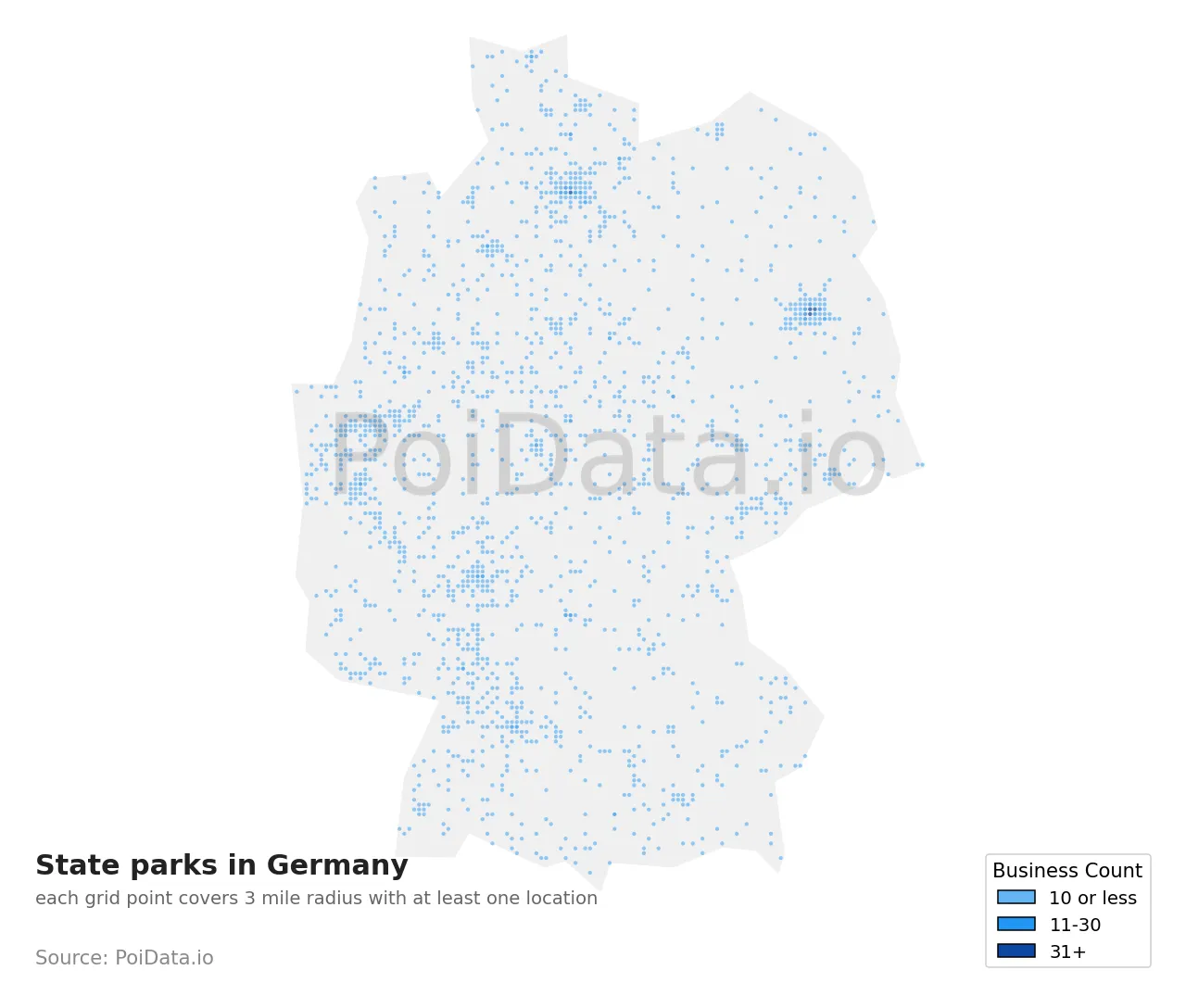 State park density map for Germany