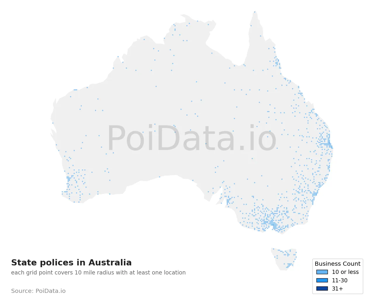 State police density map for Australia