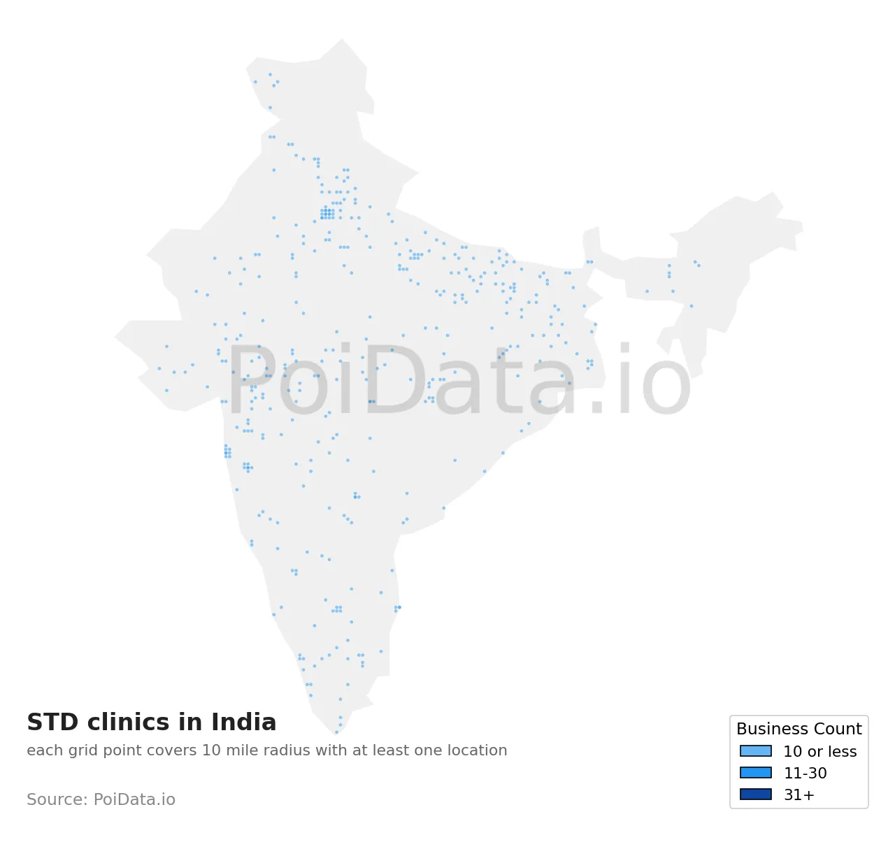 STD clinic density map for India