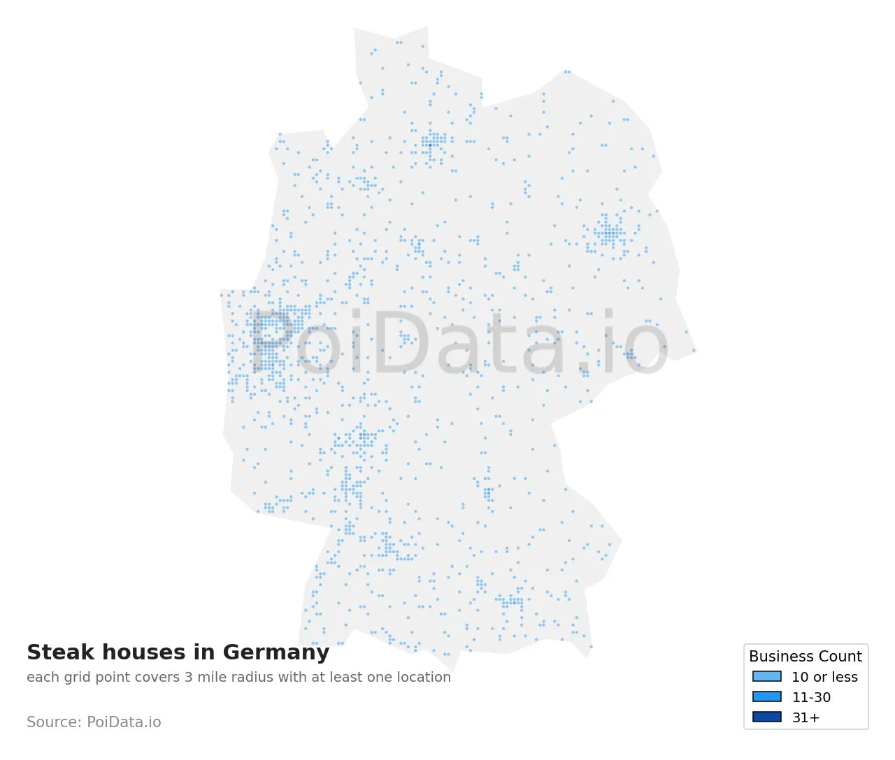 Steak house density map for Germany