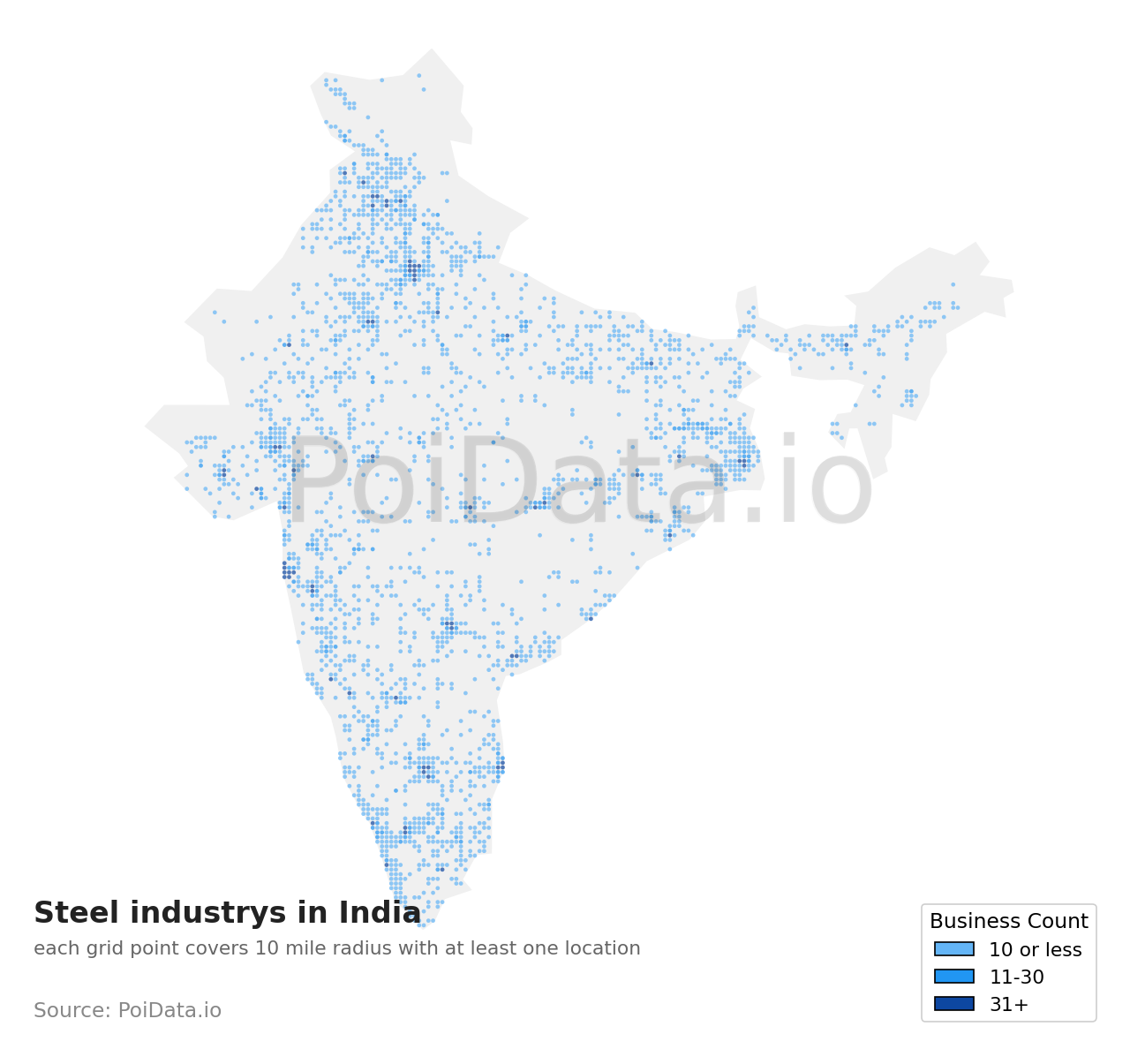 Steel industry density map for India