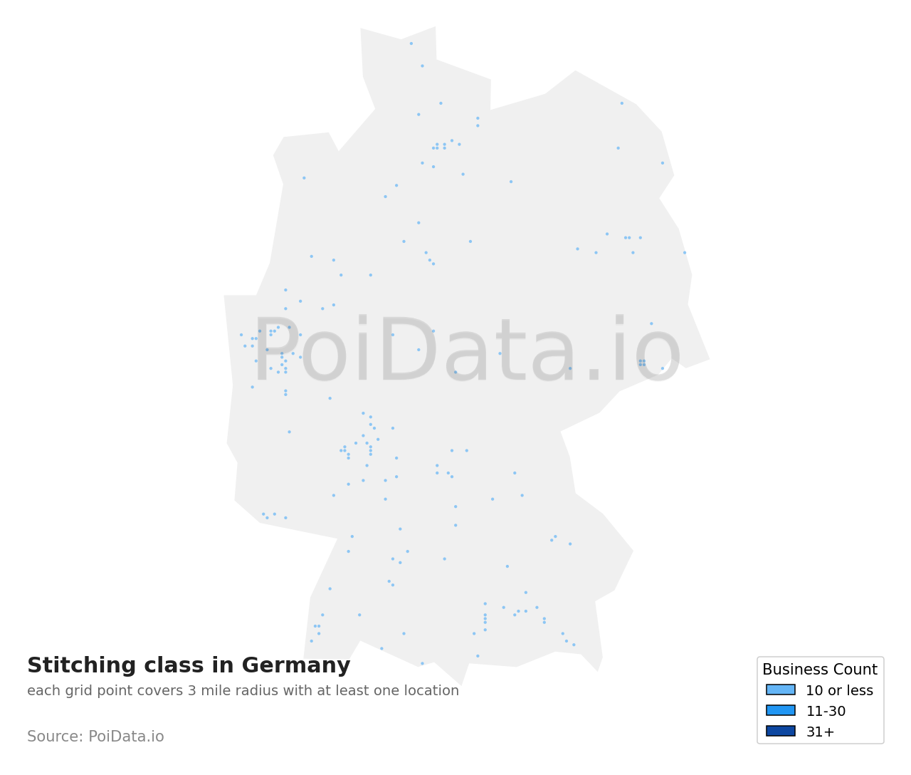 Stitching class density map for Germany