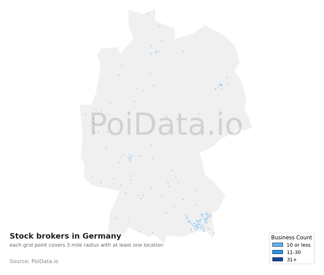 Stock broker density map for Germany