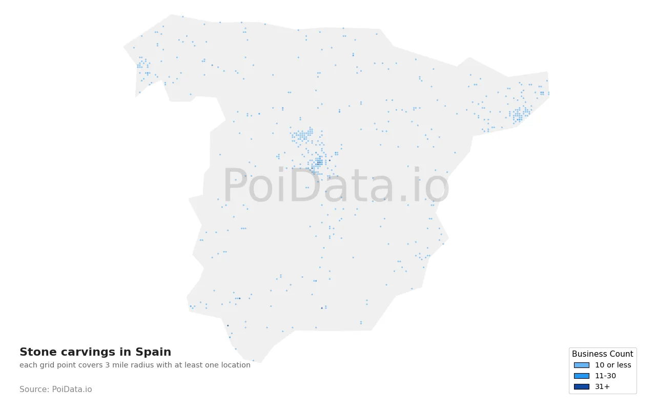 Stone carving density map for Spain