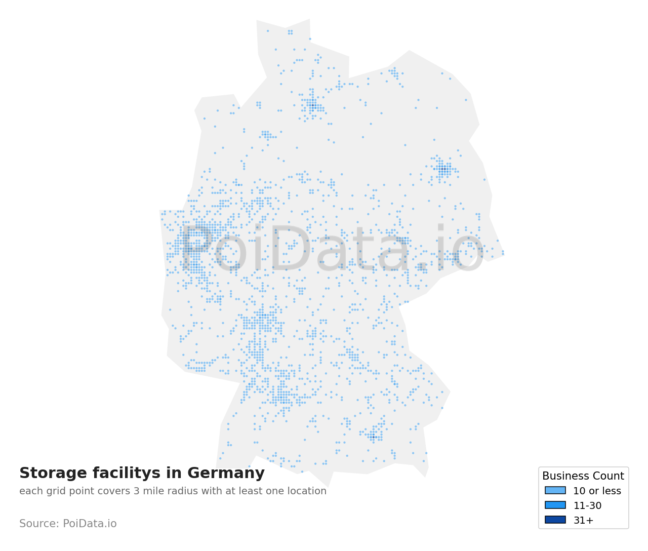 Storage facility density map for Germany