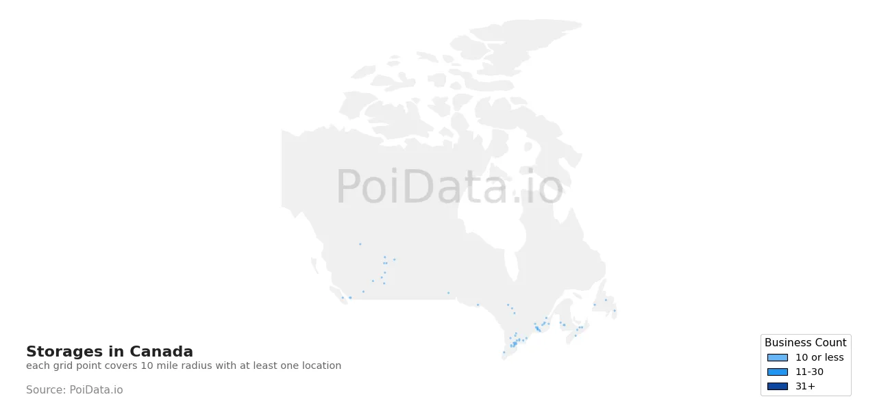Storage density map for Canada