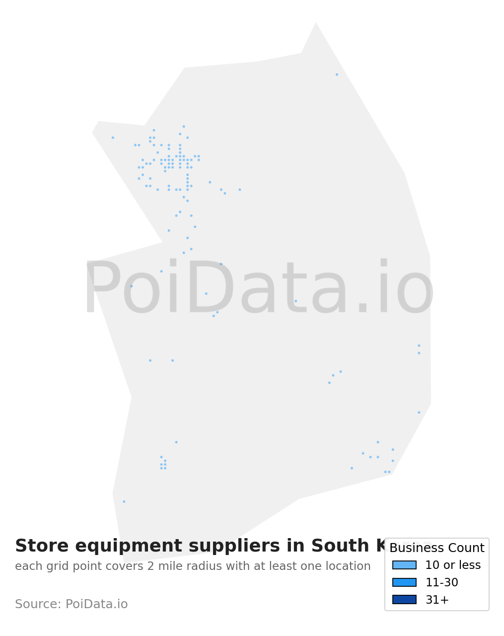 Store equipment supplier density map for South Korea