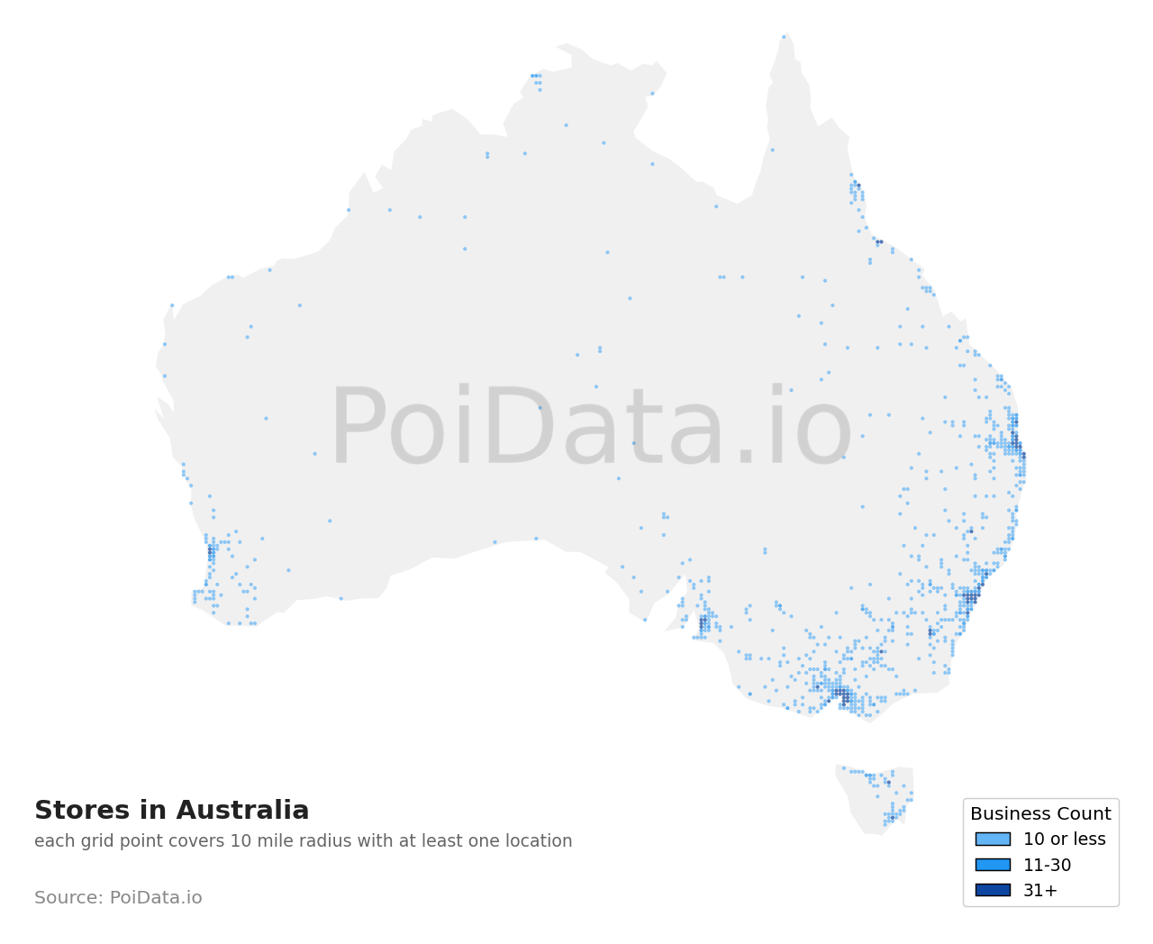Store density map for Australia