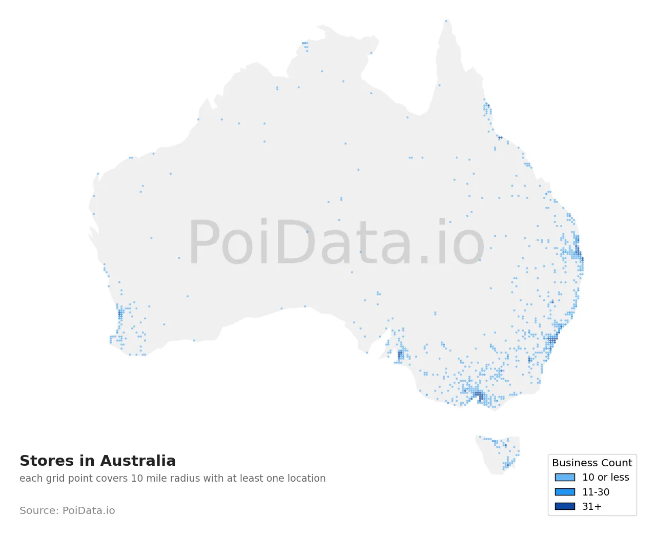 Store density map for Australia