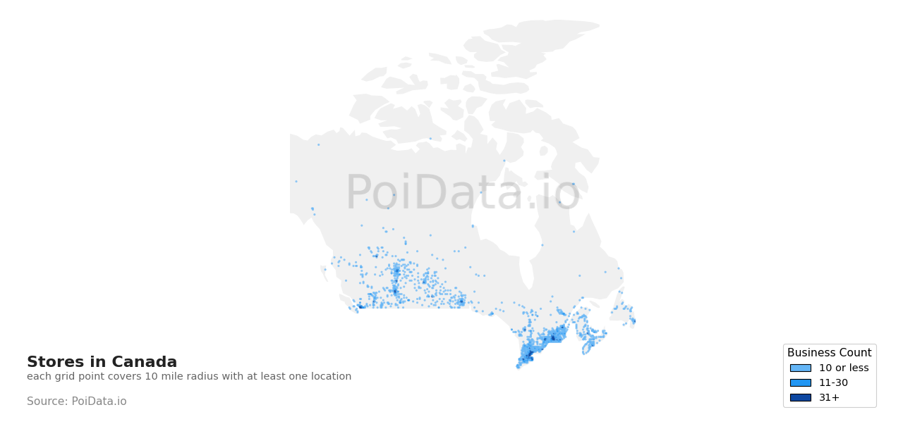 Store density map for Canada