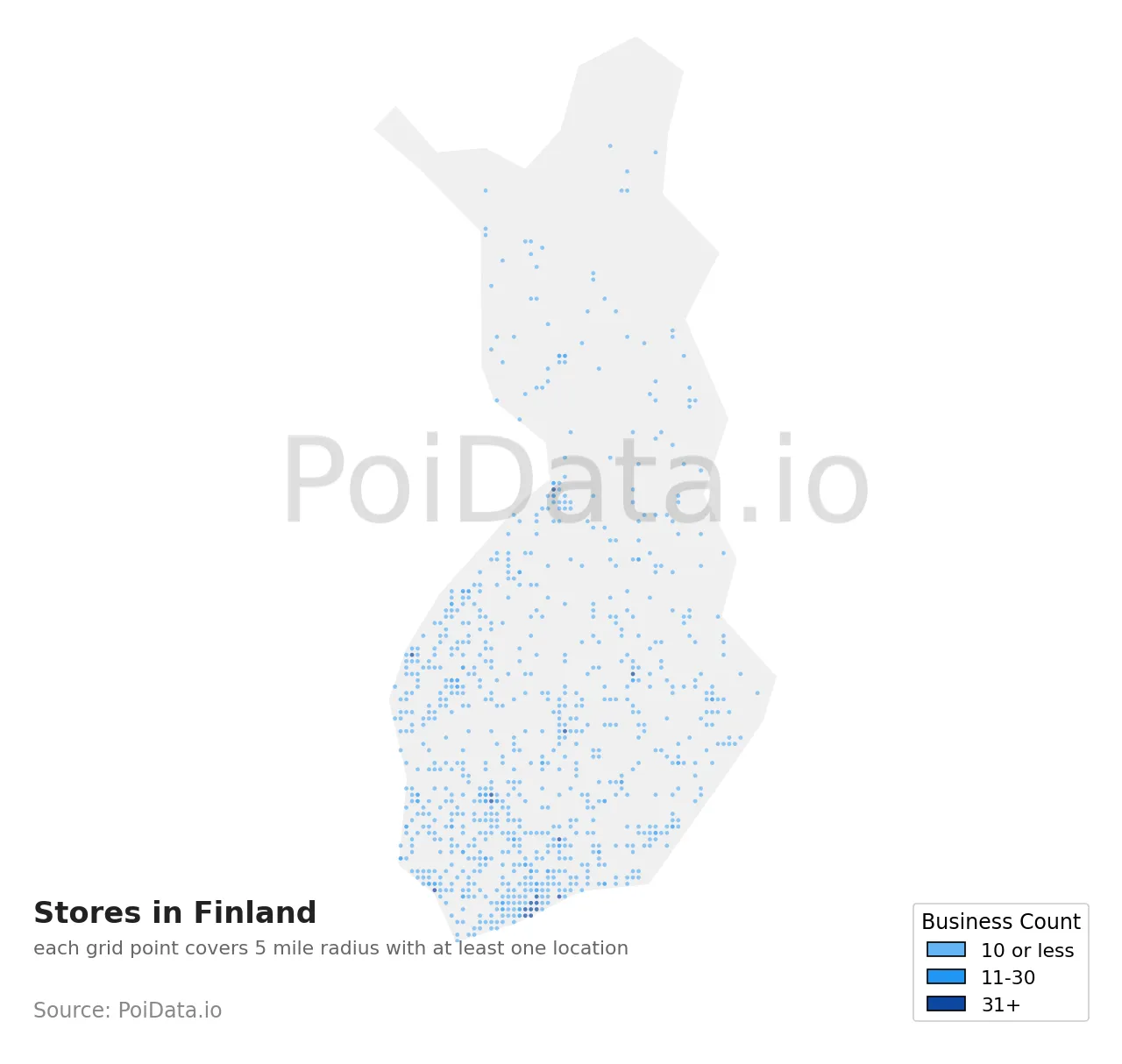 Store density map for Finland