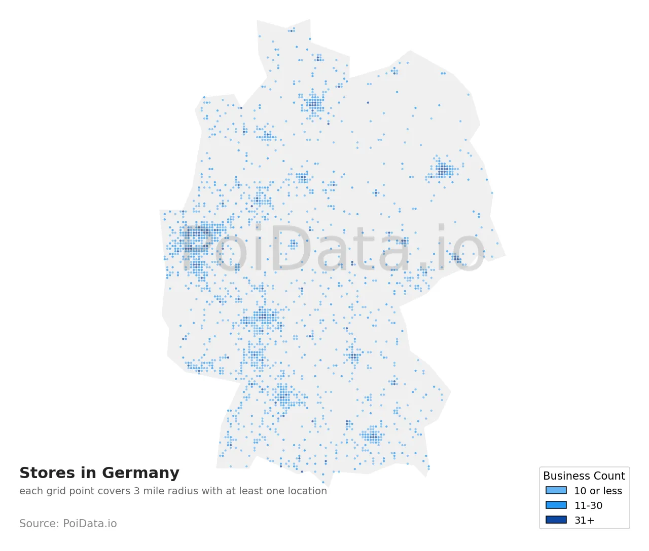 Store density map for Germany
