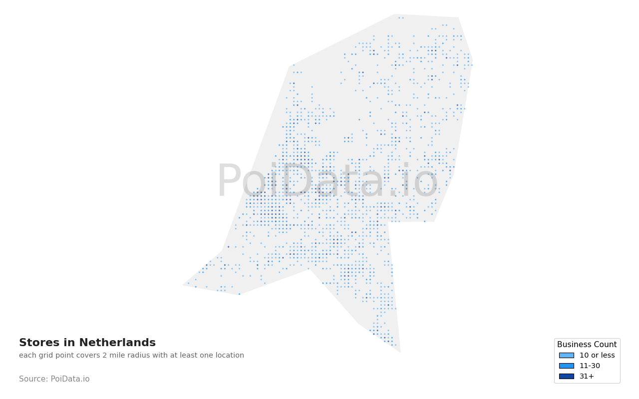 Store density map for Netherlands