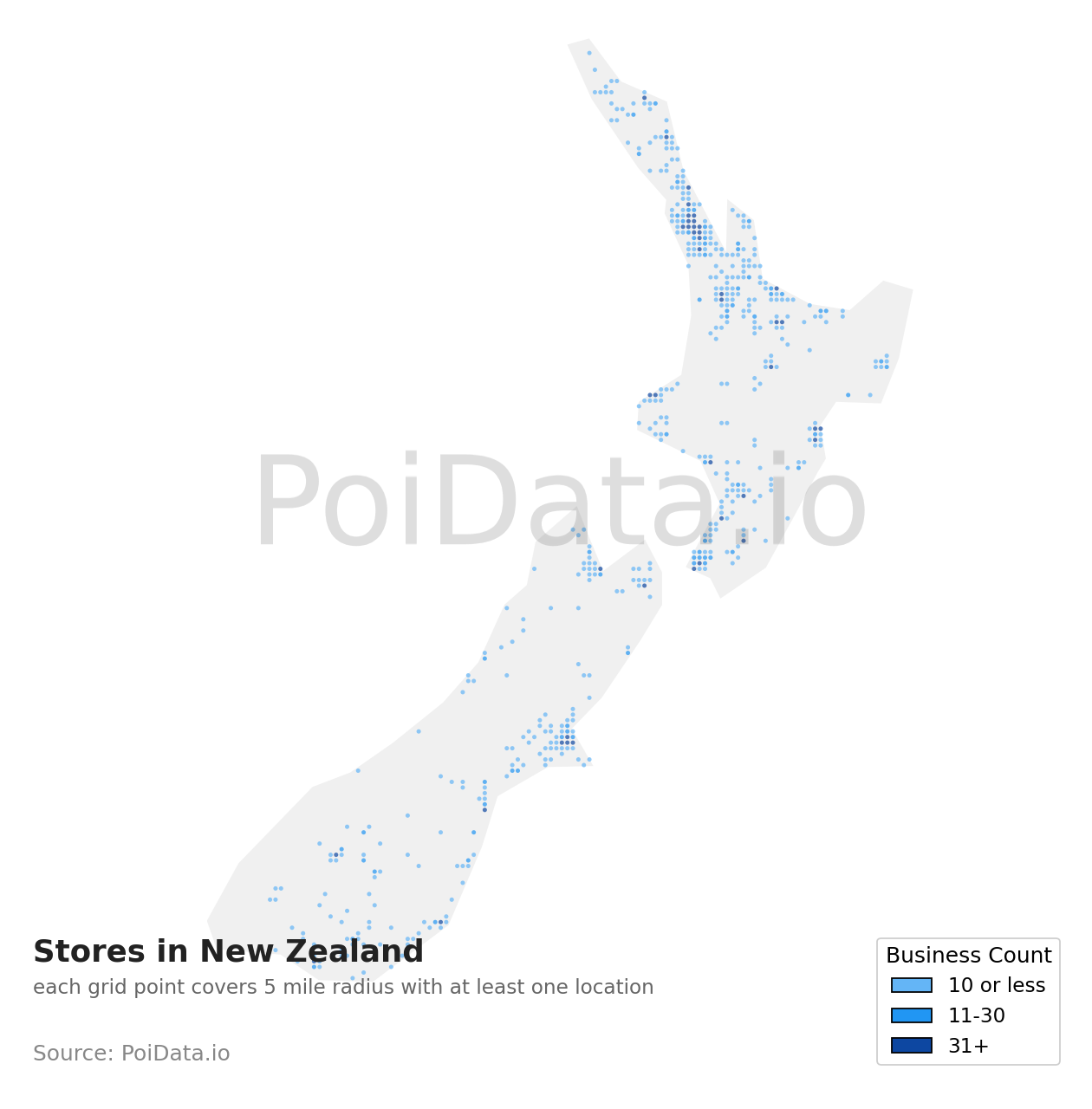 Store density map for New Zealand