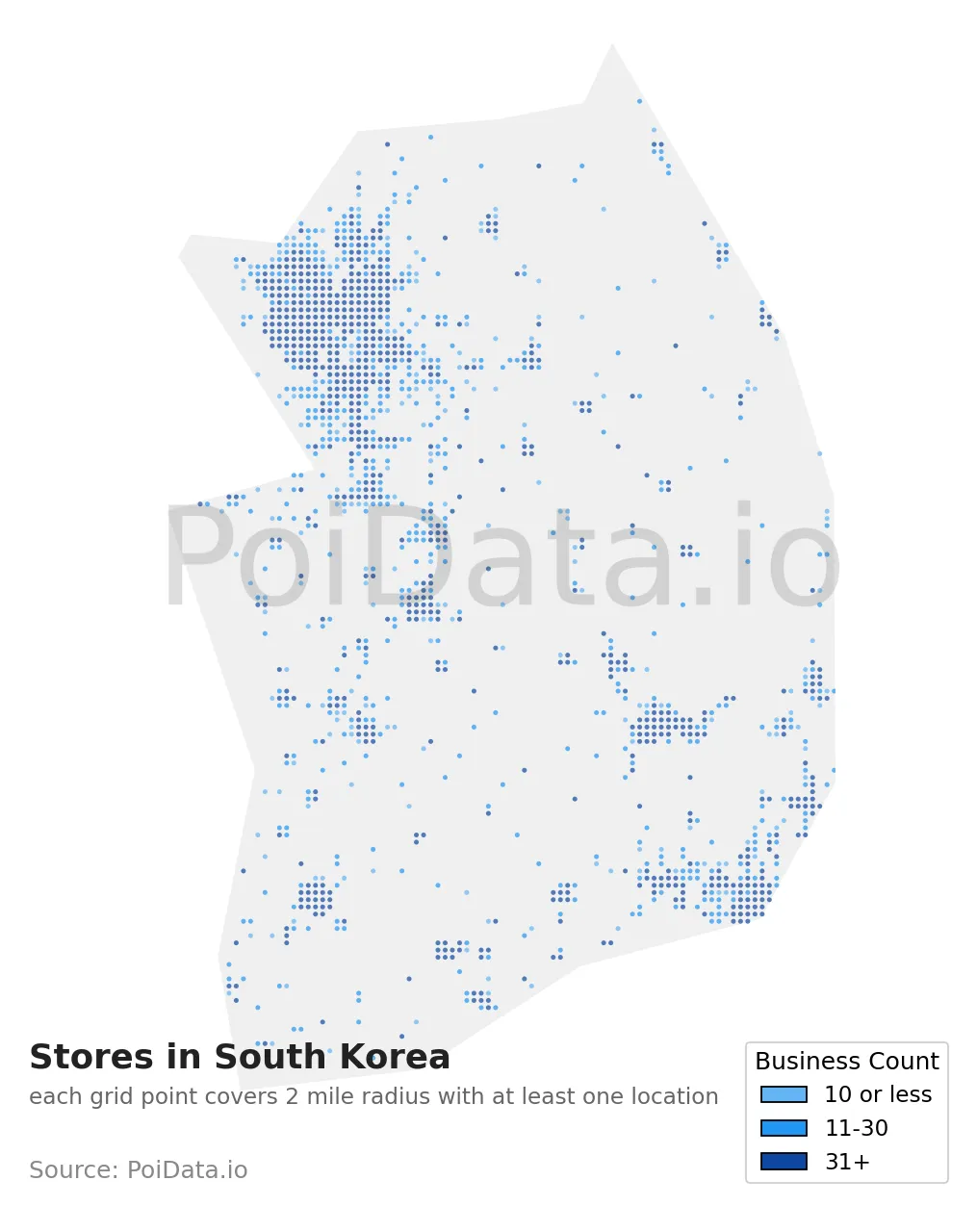 Store density map for South Korea