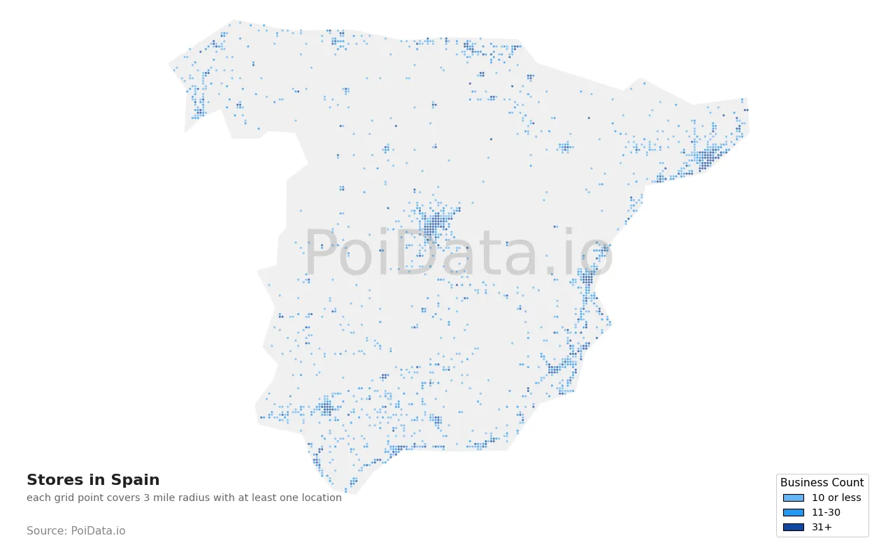 Store density map for Spain