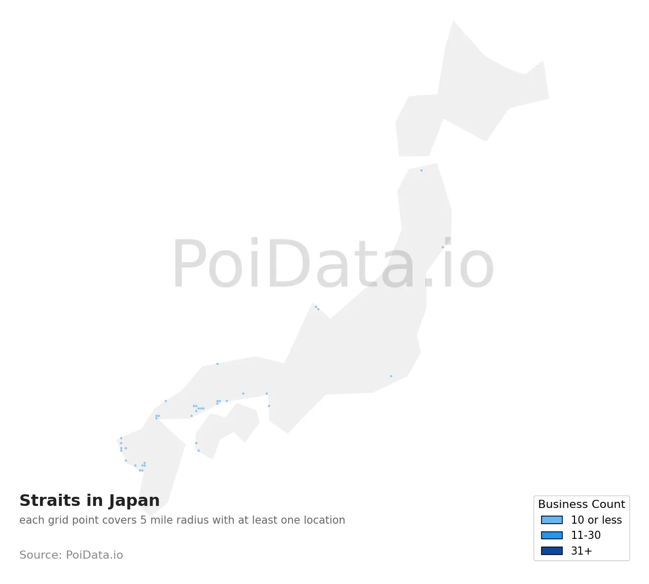 Strait density map for Japan
