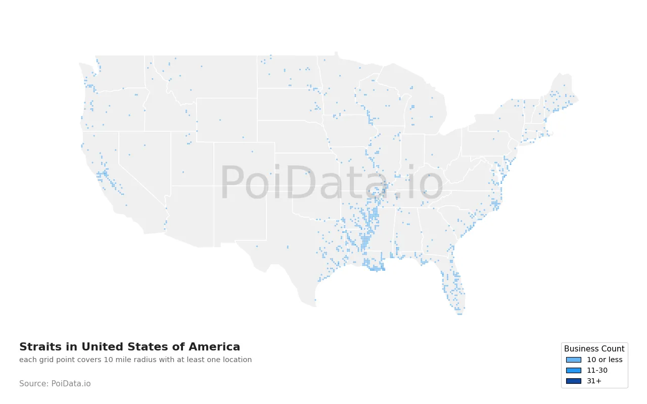Strait density map for United States