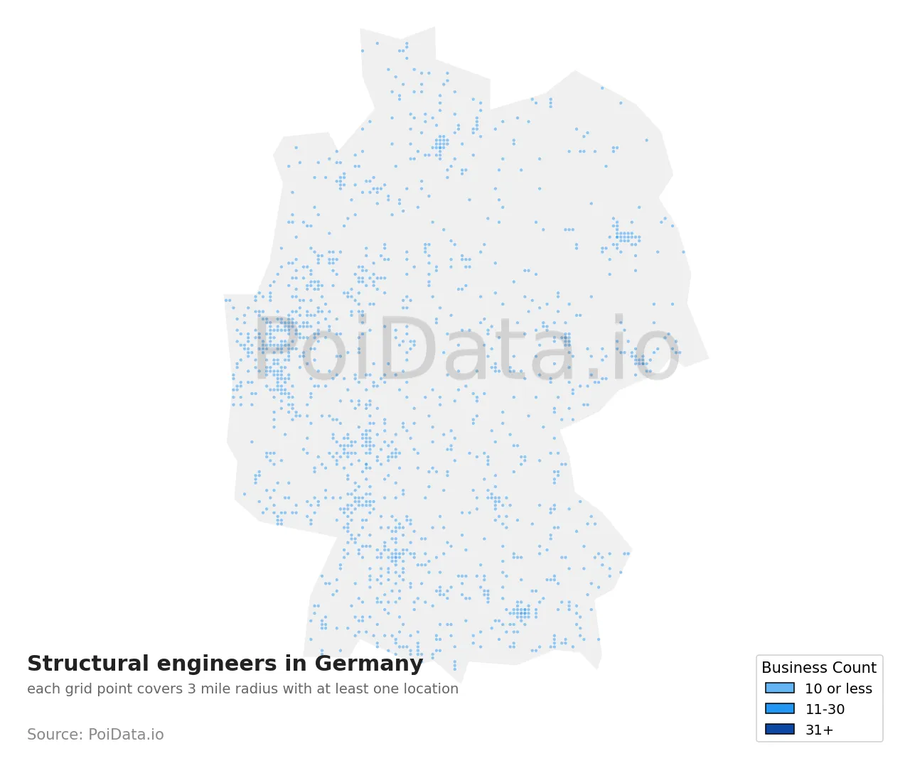 Structural engineer density map for Germany