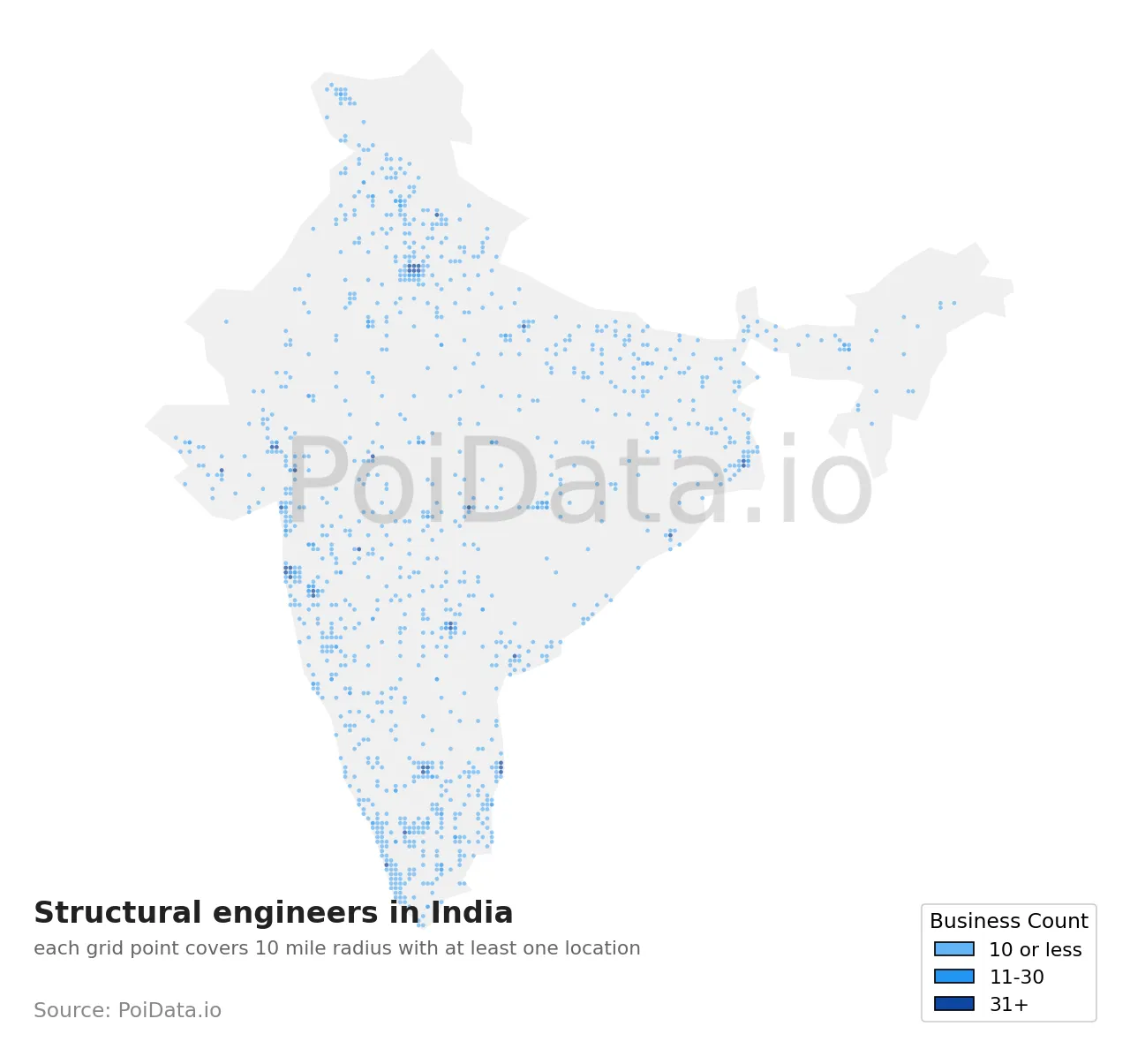 Structural engineer density map for India
