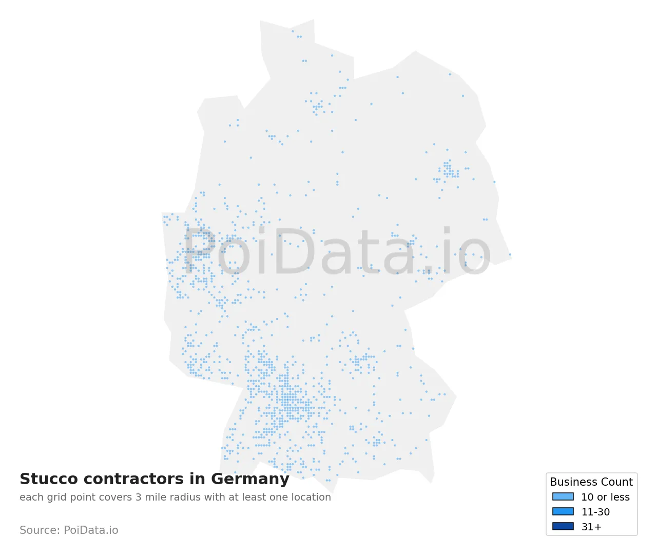 Stucco contractor density map for Germany