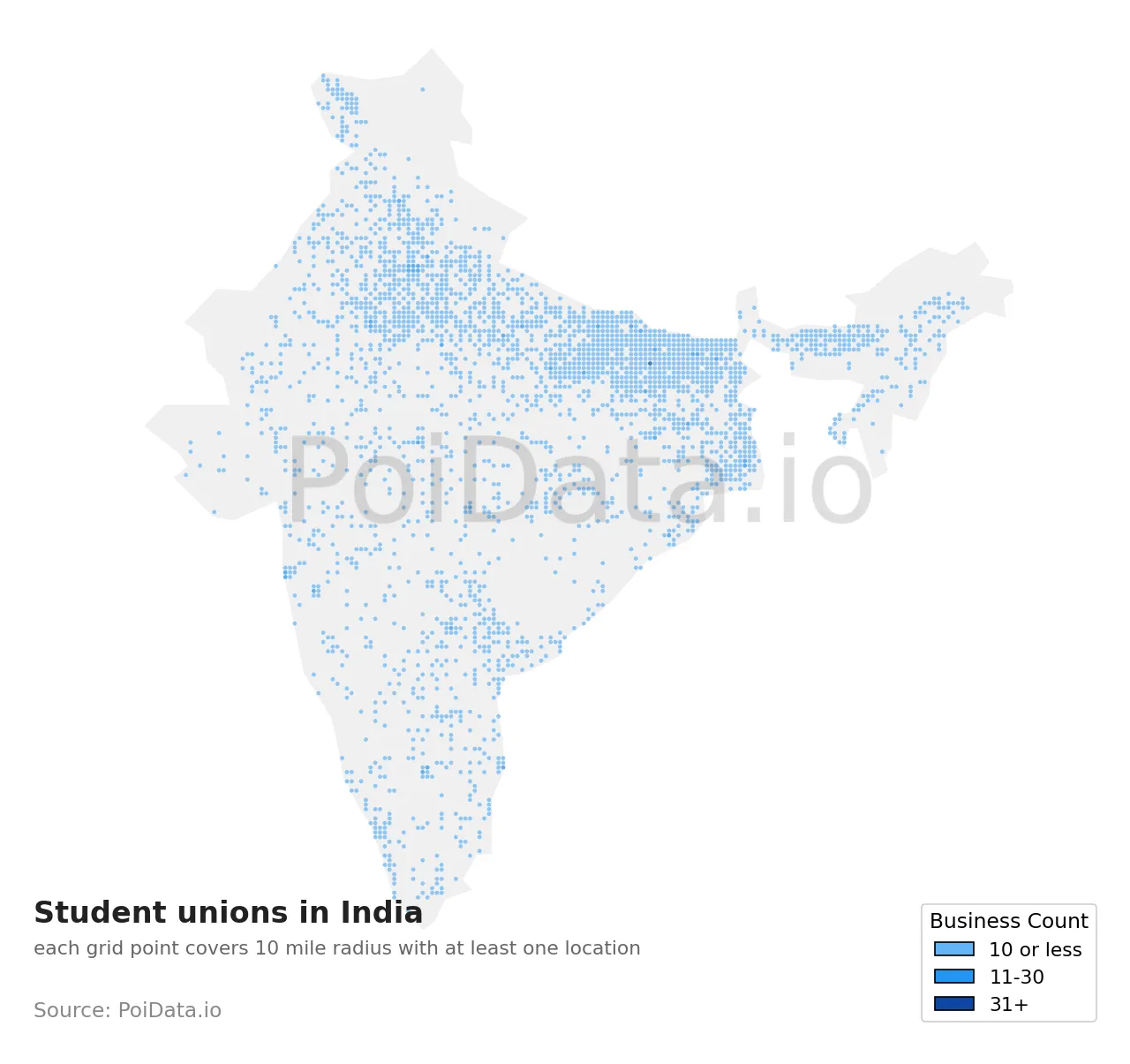 Student union density map for India