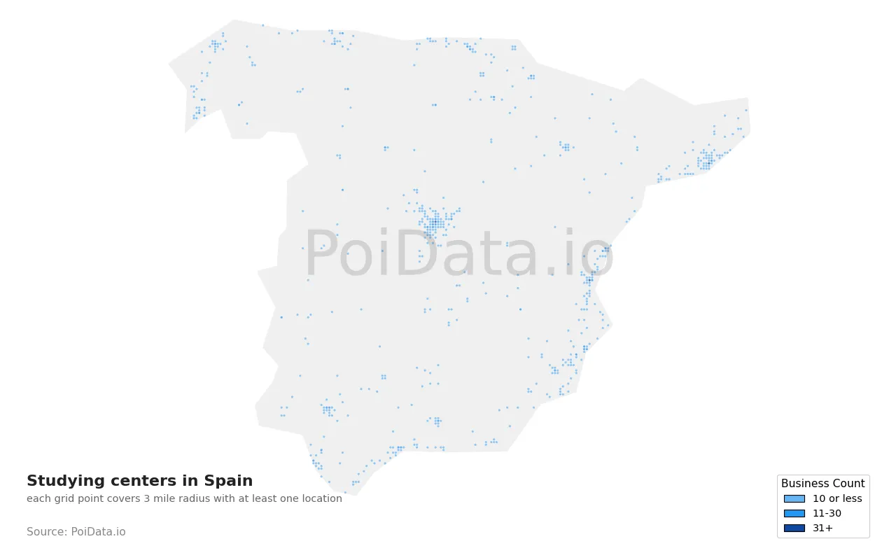 Studying center density map for Spain