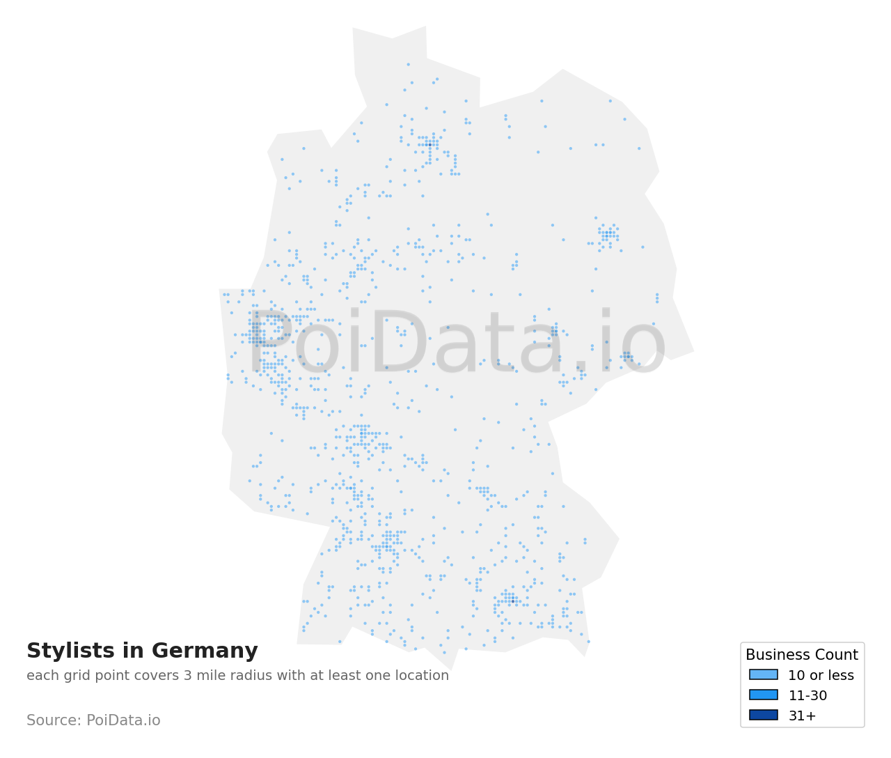 Stylist density map for Germany