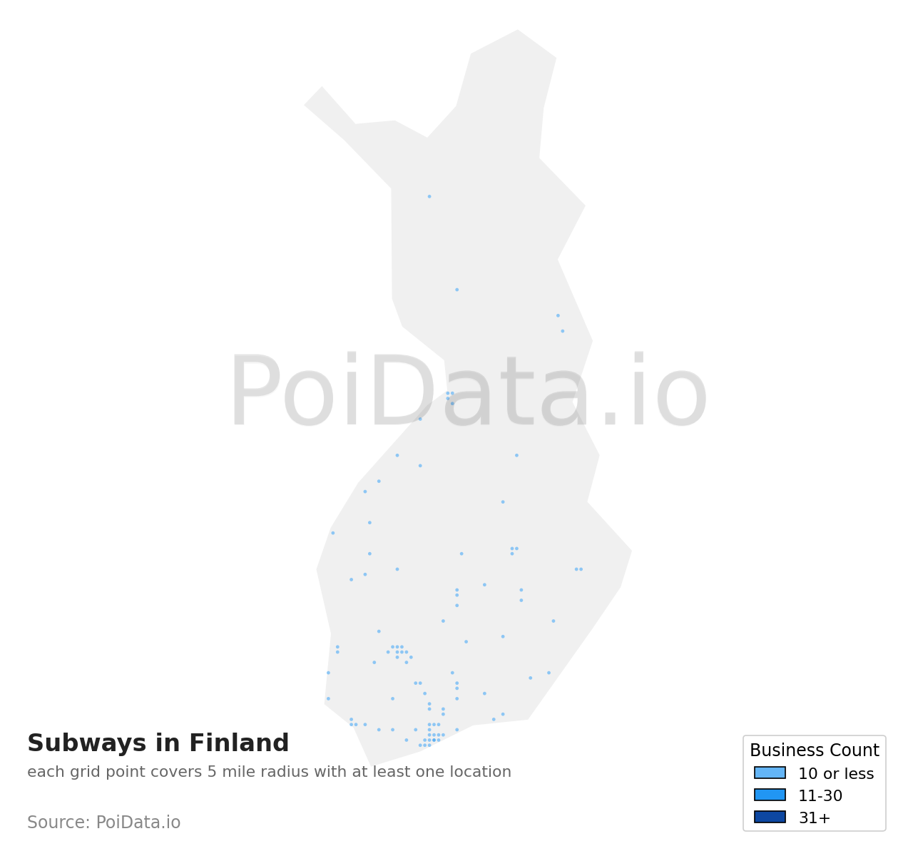 Subway density map for Finland