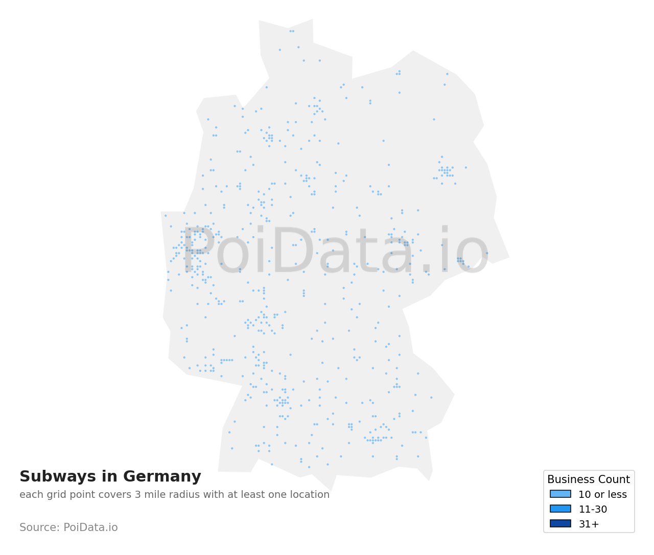 Subway density map for Germany
